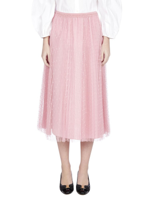 Redvalentino Tulle Pleated Midi Skirt