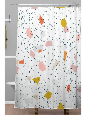 Hello Twiggs Tropical Terrazzo Shower Curtain White - Deny Designs