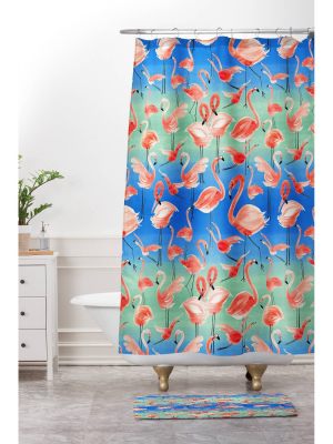 Ninola Design Summer Pink Flamingos Shower Curtain Pink - Deny Designs