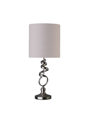 21.5" Modern Metal Table Lamp With Twisted Base Silver - Ore International