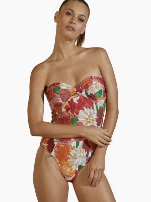 Sweetheart Padded Brazilian One Piece Swimsuit - Beach House Print