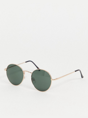 Aj Morgan Round Sunglasses In Gold