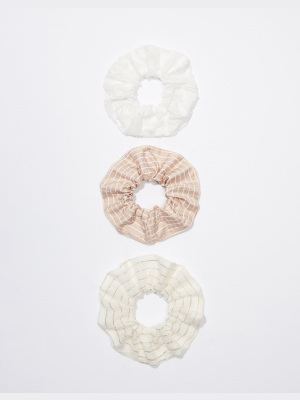 Aeo Cream + Gold Scrunchies 3-pack