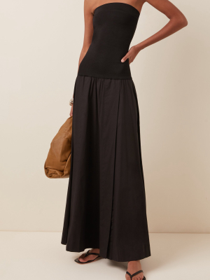 Jersey-paneled Cotton-poplin Maxi Dress