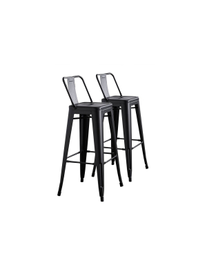 Set Of 2 30" Metal Barstools With Bucket Back Matte - Ac Pacific