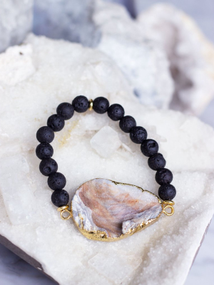 Lava Beads/ Quartz Bracelet- 0702