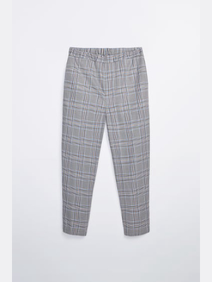 Plaid Textured Weave Pants