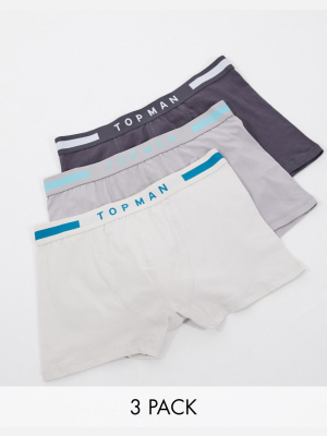 Topman 3 Pack Trunks In Gray & Blue