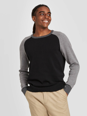 Men's Colorblock Regular Fit Crewneck Sweater - Goodfellow & Co™ Black