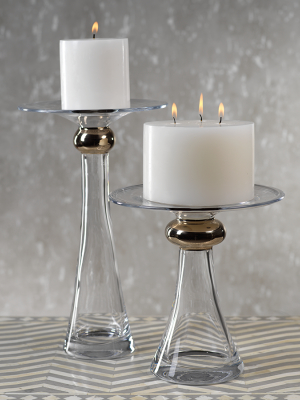 Marmorino Glass Candle Holder