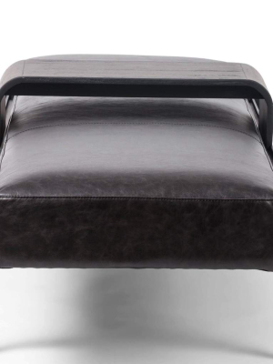 Fawkes Leather Bench, Brushed Ebony