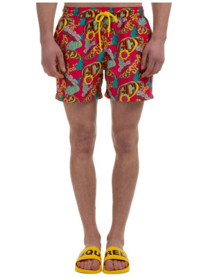 Gcds Graphic Print Drawstring Swim Shorts