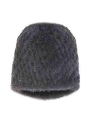 The Knit Mink Fur Hat In Steel Grey