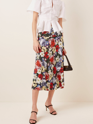 Elvin Floral Print Jersey Midi Skirt