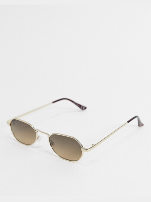 Jeepers Peepers Narrow Angular Sunglasses In Gold