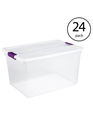 Sterilite 66-quart Plastic Clear Latching Handle Storage Container Tote, 24 Pack