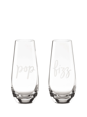 Two Of A Kind Pop/fizz Stemless Champagne Glass Pair