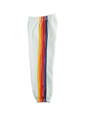 Kid's 5 Stripe Sweatpants - White