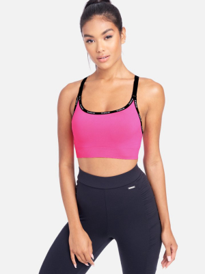 Bebe Sport Contrast Logo Racerback Sport Bra