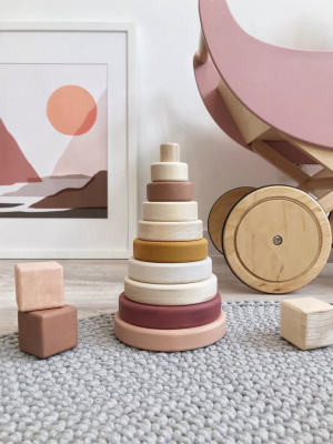 Sabo Concept Wooden Pyramid Stacker - Light Pink