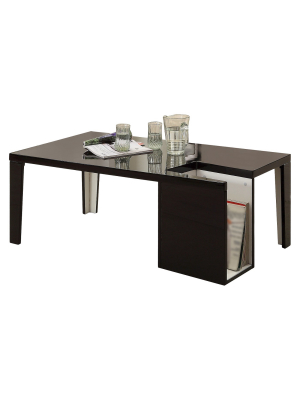 Simone Glossy Modern Coffee Table With Magazine Slot Black - Iohomes