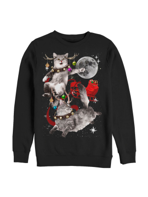 Men's Lost Gods Ugly Christmas Cat Sleigh Sweatshirt