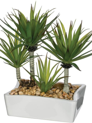 Sullivans Artificial Aloe Garden In Ceramic 10.5"h Green