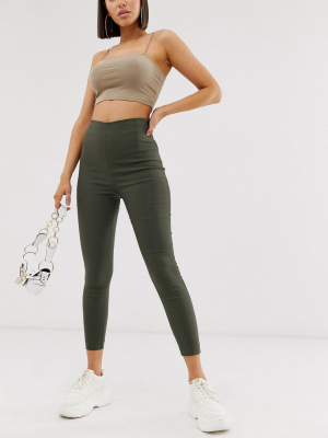 Asos Design High Waist Pants In Skinny Fit