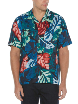 Tropical Print Camp Collar Soft Shirt