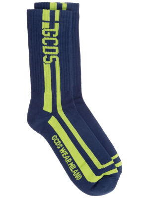 Gcds Logo Striped Crew Socks