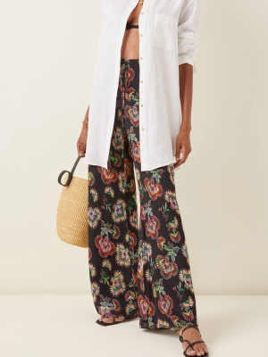 Ikdea Printed Chiffon Wide-leg Pants