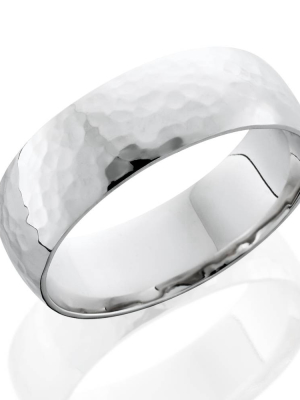 Pompeii3 7mm Polished Hammered Wedding Band 10k White Gold