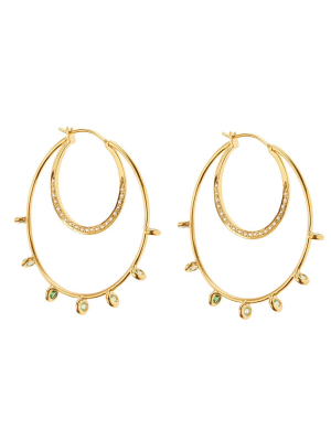 Green Round Sun Hoops