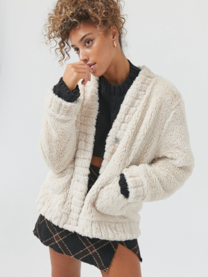 Uo Hannah Plush Cardigan Jacket