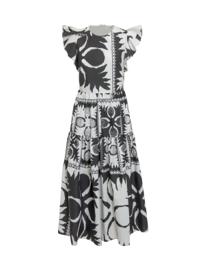 Redvalentino Flower Damier Print Dress