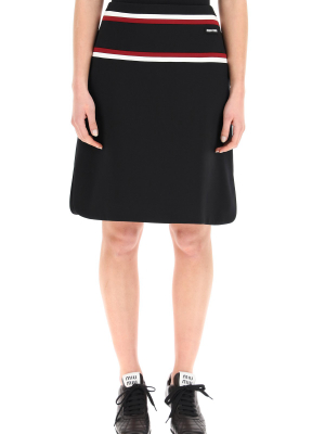 Miu Miu Logo Striped Skirt