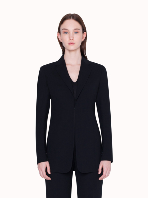 Double Face Wool Blazer With A Leather-lined Collar