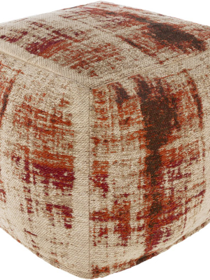 Dalen Jacquard Pouf In Bright Red