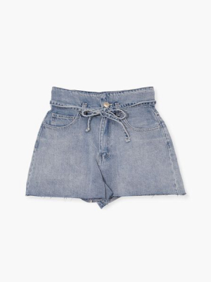 Paperbag Denim Shorts