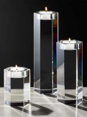 Hex Crystal Tea Light Candle Holders Set Of 3