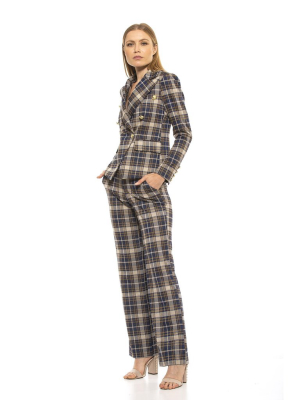 Kaitlyn Mid Rise Plaid Pant