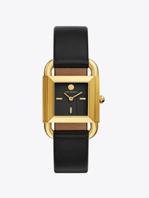 Phipps Watch, Black Leather/gold-tone, 29 X 41 Mm