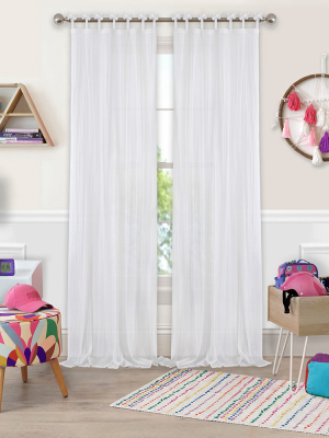 Greta Crushed Sheer Kids Window Curtain Panel - Elrene Home Fashions