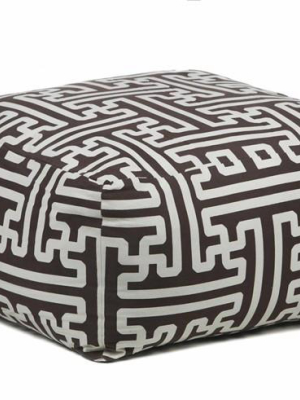 Handmade Contemporary Printed Cotton Pouf, Black & White