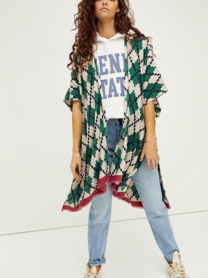 Pixelated Argyle Print Kimono