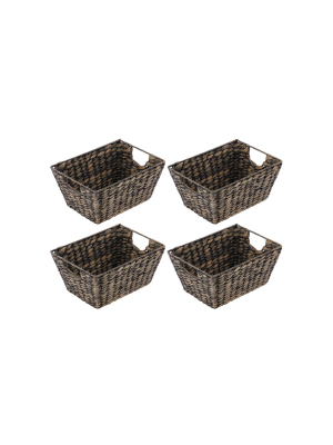 Mdesign Woven Hyacinth Nesting Home Storage Basket Bins, 4 Pack