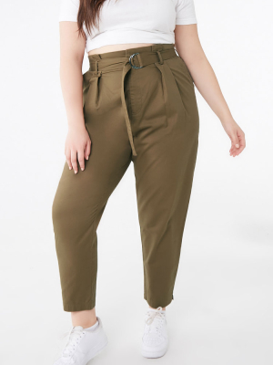 Plus Size Belted Paperbag Pants