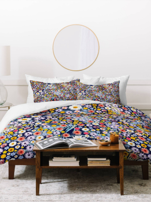 Iveta Abolina Flower Power Duvet Set Blue - Deny Designs