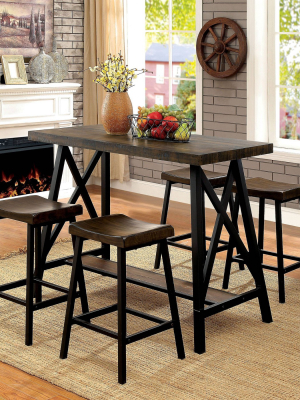 47" Brenter Counter Height Table Weathered Medium Oak/black - Homes: Inside + Out