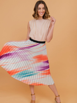 Multicolor A-line Midi Skirt